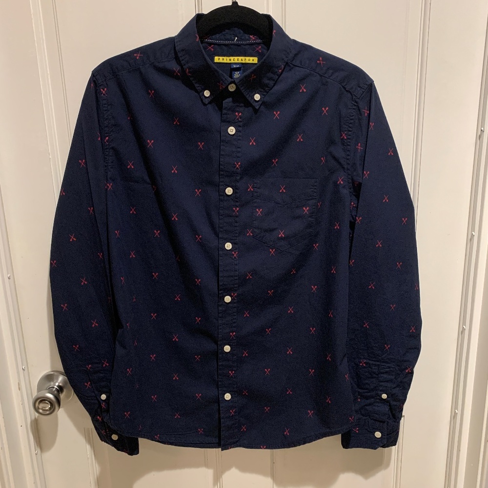 Prince & Fox Men's Button Down Blue w/ pattern S/P